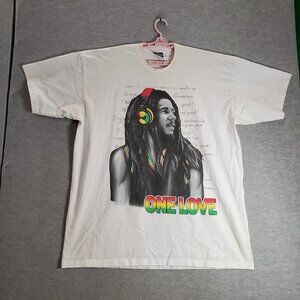 VINTAGE Bob Marley Men Shirt‎ 4XL White One Love Reggae Music 90s USA Tee READ